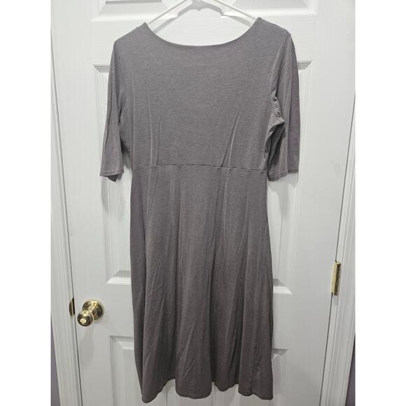 Garnet Hill Gray A-Line Dress Scoop Neck Minimalist Lagom Soft Knit Size S - Picture 4 of 6